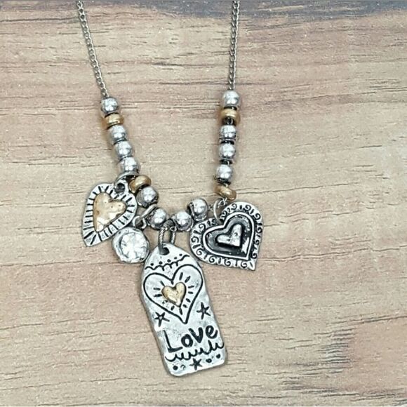 Fashion Jewelry Necklace & earrings  Color Silver Gray   ❤️  LOVE - Picture 1 of 3